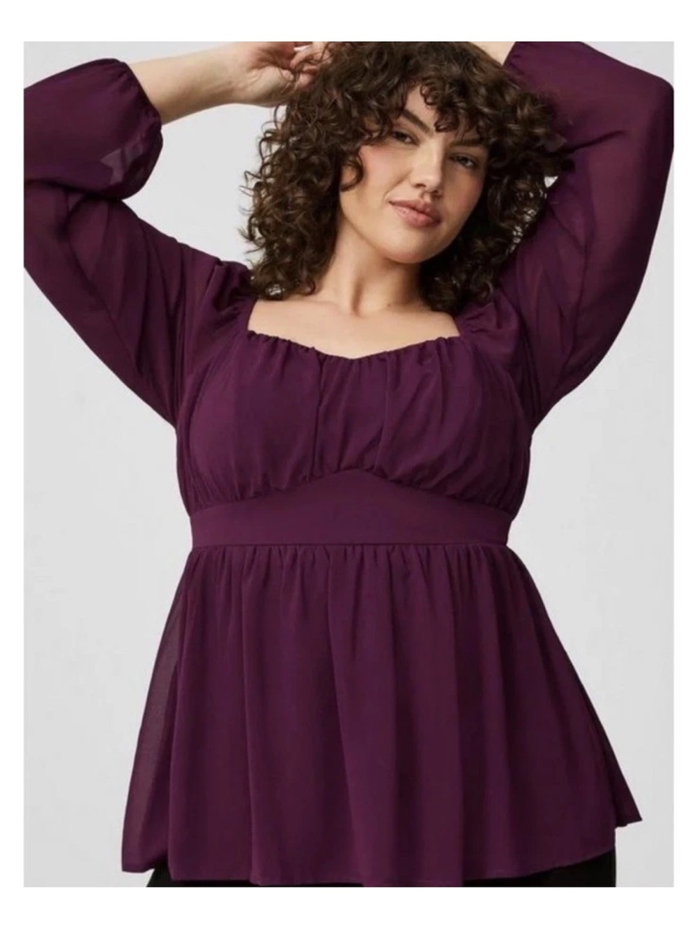 Torrid Peplum Chiffon Long Sleeve Blouse Top Winter Bloom Size Large 0